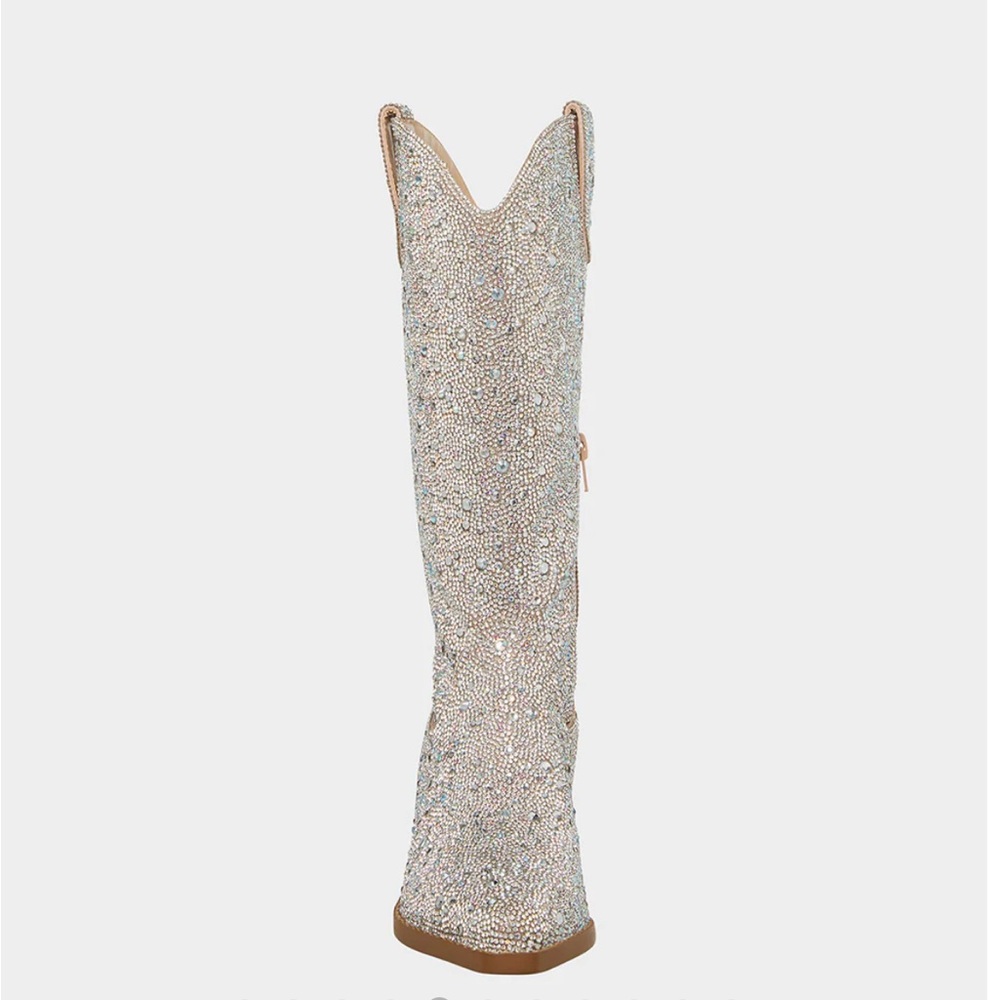 NWBox Betsey Johnson Silver Rhinestones half Zip Boots, size 6 - Picture 10 of 11
